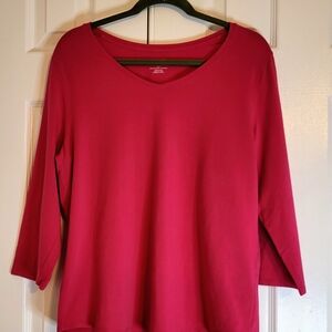Chico's Vibrant Pink Long Sleeve V-Neck Top